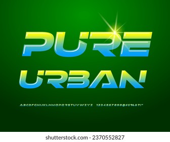 Vector eco template Pure Urban. Gradient color Font. Unique set of Alphabet Letters, Numbers and Symbols