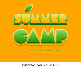 Vector eco template Summer Camp. Modern Creative Font. Trendy Alphabet Letters and Numbers set.