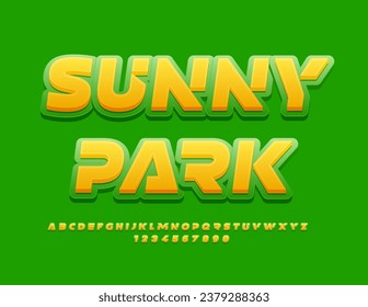 Vector eco template Sunny Park. Bright Unique Font. Creative Alphabet Letters and Numbers set