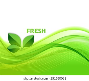 Vector Eco text with leaves. Ecology concept. Think green, go green and fresh