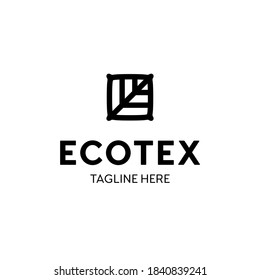 Vector eco textile logo template. Linear ecologic logotype with leaf sign. Simple pillow icon label for eco-friendly manufacturing