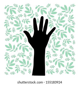 vector Eco tree hand with leaves background