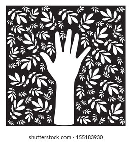 vector Eco tree hand with leaves background