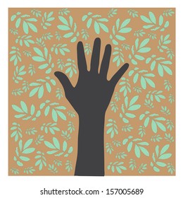 vector Eco tree hand with leaves background