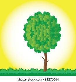 Vector eco tree on grass.
