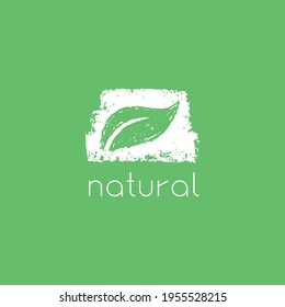 Vector eco-friendly symbol in trendy hand-drawn style. Ecological sign, eco products, emblem of organic cosmetics packaging design. environmentally friendly icon. Badge of ecology. Stamp healthy food.