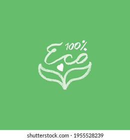 Símbolo ecológico vector de estilo moderno dibujado a mano. Signo ecológico, productos ecológicos, emblema del diseño de embalajes de cosméticos orgánicos. icono respetuoso con el medio ambiente. Insignia de la ecología. Selle comida saludable.