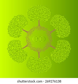Vector ecologic background with trees and place for text.