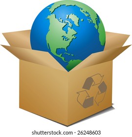 vector ecologic box with globe inside