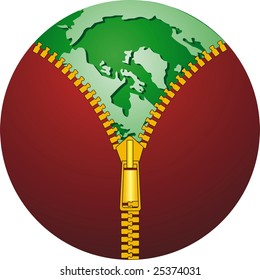vector ecologic globe with zip