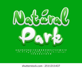 Vector ecologic template Natural Park. Modern Bright Font. Creative Alphabet Letters and Numbers set.