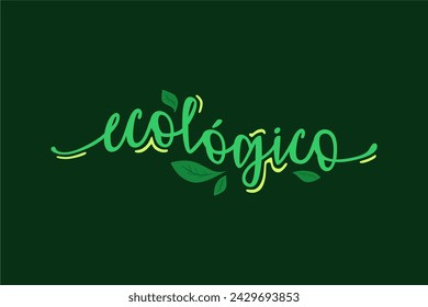 Vector Ecológico. Ecological in brazilian portuguese illustrated hand lettering vector