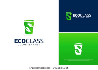 Vector ecological glass cup logo design template