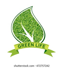 Vector ecology concept. Eco friendly logo with green leaf. Green energy and eco sustainability image. Objects isolated on a white background. Flat cartoon illustration.