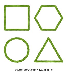 Vector : Ecology Concept of Fresh Green Four Leaf Clover Forming Square, Circle, Triangle and Hexagon Isolated on White Background