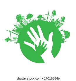 Vector ecology concept - hand design 