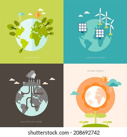 vector ecology concept  with icons of ecology, environment,alternative energy and pollution