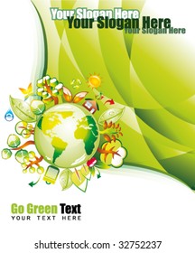 VECTOR Ecology Green Environmen Background with Eco Earth Illustration