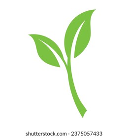 Vector ecology green leaf simple icon symbol.