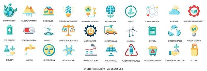 Vector Ecology and Industry Related icon set. icon related of ecology