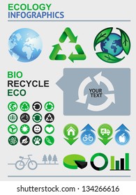 Vector ecology infographics elements - set with eco signs and symbols