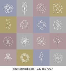 Vector ecology and organic logos in outline style - abstract design elements and signs.