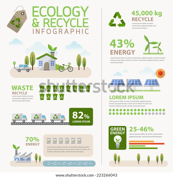 Green Ecology Recycling Info Graphics Collection Stock Vector Royalty Free 109373513