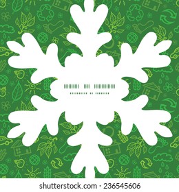 Vector ecology symbols Christmas snowflake silhouette pattern frame card template