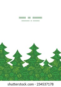 Vector ecology symbols Christmas tree silhouette pattern frame card template