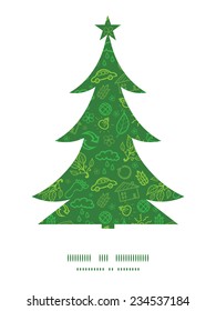 Vector ecology symbols Christmas tree silhouette pattern frame card template