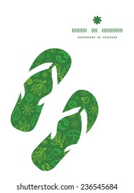 Vector ecology symbols flip flops silhouettes pattern frame