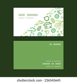 Vector ecology symbols horizontal corner frame pattern business cards set