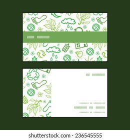 Vector ecology symbols horizontal stripe frame pattern business cards set