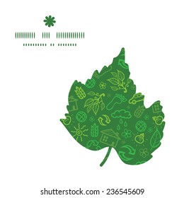 Vector ecology symbols leaf silhouette pattern frame