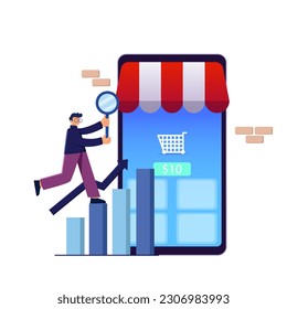 Vector ecommerce internet shopping promot campaign mobile media optimization mobile seo strategy targeted