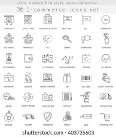 Vector e-commerce ultra modern outline line icons for web and apps. Internet online commerce icon.