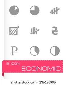 Vector economic icons set on grey background