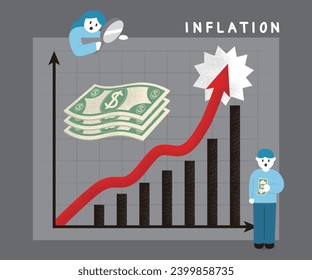 Vector economy prices and inflation graph illustration