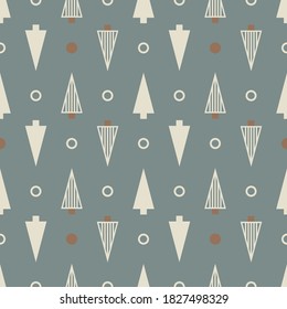 Vector ecru grey Christmas trees seamless pattern