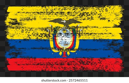 Vector Ecuador flag in grunge style on transparent background
