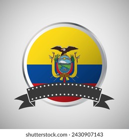 Vector Ecuador Round Flag Banner Vector Illustration