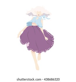 vector edge of a girl dancing in a lush skirt