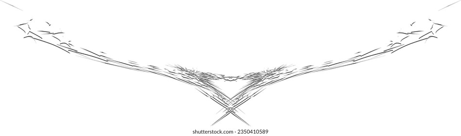 Vector edging imitating a frame made of ice floes with unusual plasticity, stellate elements. Thin shaded outline.