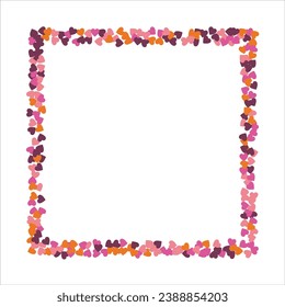Vector edging, ribbon, border from hearts. Hand-drawn romantic pattern. Valentine's Day. Banner template. Vector illustration.