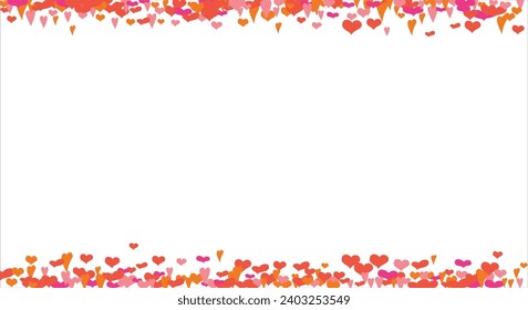 Vector edging, ribbon, border from hearts. Hand-drawn romantic pattern. Valentine's Day. Banner template. Vector illustration.