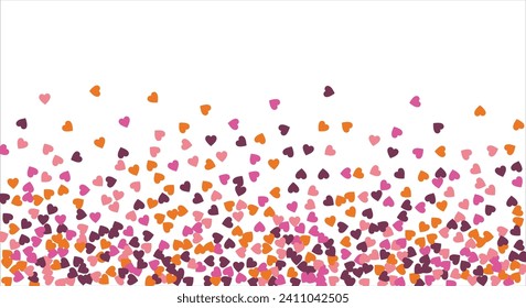 Borde vectorial, cinta, borde de corazones. Patrón romántico dibujado a mano. Día de San Valentín. Plantilla de banner. Ilustración vectorial.