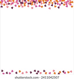 Borde vectorial, cinta, borde de corazones. Patrón romántico dibujado a mano. Día de San Valentín. Plantilla de banner. Ilustración vectorial.