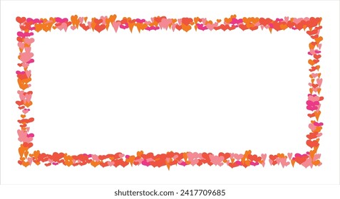 Vector edging, ribbon, border from hearts. Hand-drawn romantic pattern. Valentine's Day. Banner template. Vector illustration.