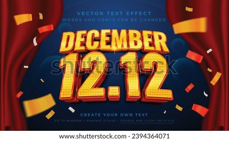 Vector Editable 3D December 12.12 text effect. End year sale promotion graphic style on abstract confetti background	
 ストックフォト © 
