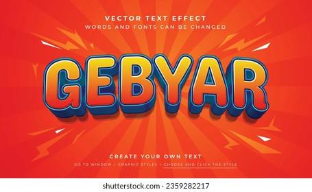 Vector Editable 3D orange blue text effect. Celebration promotion graphic style on red abstract background